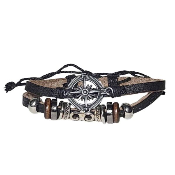 Reloj con pulseras trenzado multitiras brujula, negro - Imagen 5