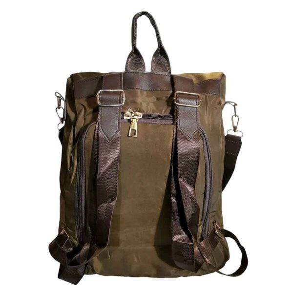 Mochila cartera antirrobo, oficio, 3 cremalleras, cafe - Imagen 2