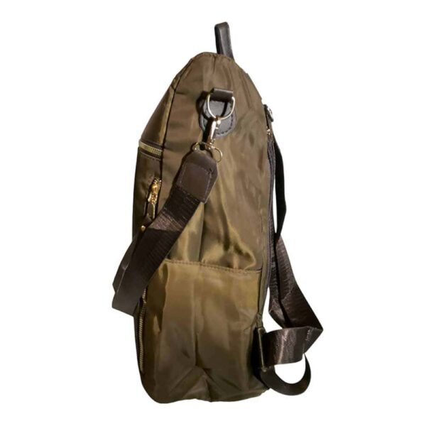 Mochila cartera antirrobo, oficio, 3 cremalleras, cafe - Imagen 3