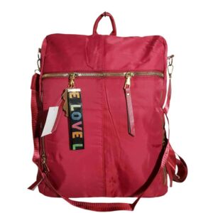 Mochila cartera antirrobo, oficio, 3 cremalleras, rojo