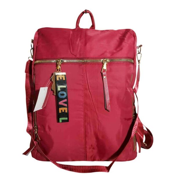 Mochila cartera antirrobo, oficio, 3 cremalleras, rojo