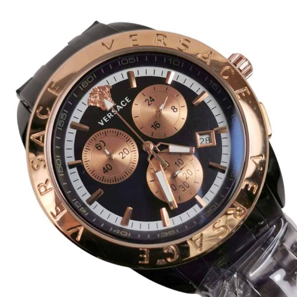 Premium, Versace Chrono two tone Steel Gold Rose and Black - Imagen 2