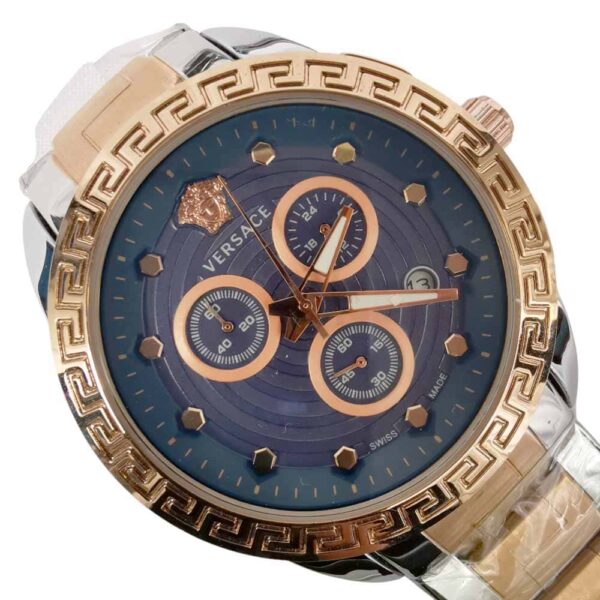 Premium, Versace Chrono two tone Steel Gold Rose and Blue - Imagen 2