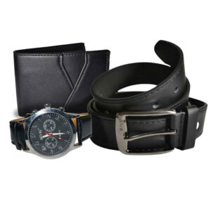 Set de reloj, billetera y cinturón negro, reloj 42mm, 2 relojes internos horizontales