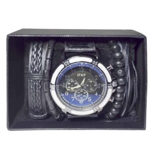 Reloj con pulseras trenzado multitiras, negro