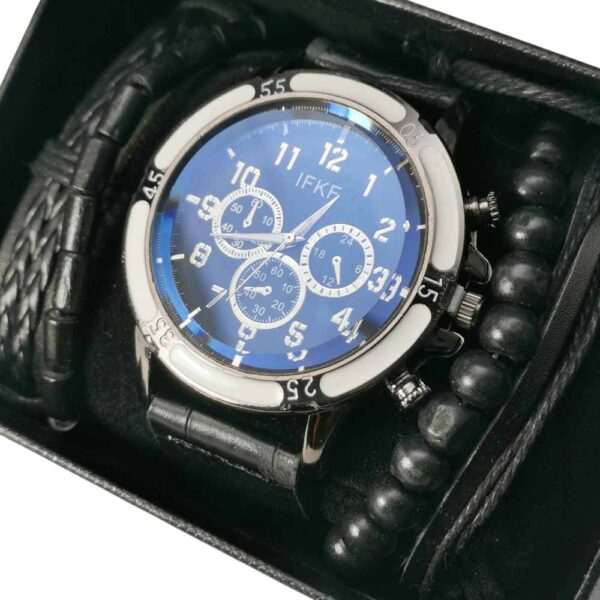 Reloj con pulseras trenzado multitiras, negro - Imagen 2