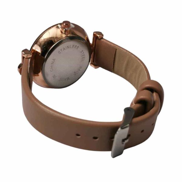 Reloj para dama carátula diamantes, oro rosa, beige - Imagen 3