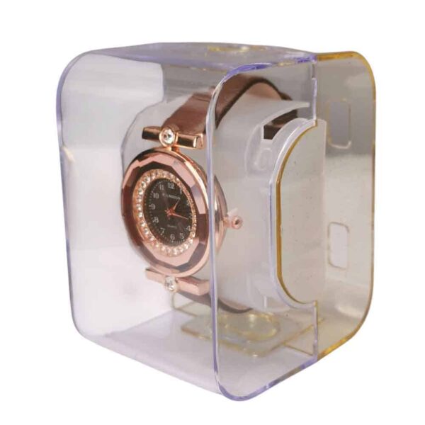 Reloj para dama carátula diamantes, oro rosa, cafe - Imagen 4