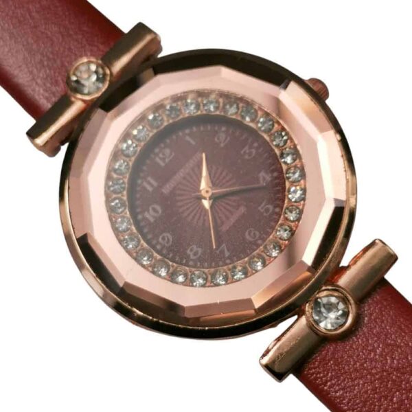 Reloj para dama carátula diamantes, oro rosa, rojo - Imagen 2