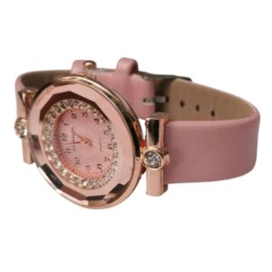 Reloj para dama carátula diamantes, oro rosa, rosa
