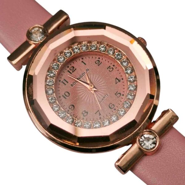 Reloj para dama carátula diamantes, oro rosa, rosa - Imagen 2
