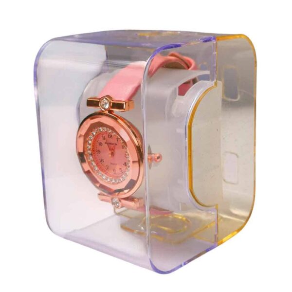 Reloj para dama carátula diamantes, oro rosa, rosa - Imagen 4