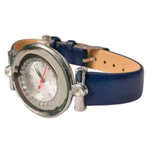 Reloj para dama carátula diamantes, plata, azul