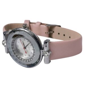 Reloj para dama carátula diamantes, plata, rosa