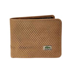 Billetera de cuero Lacoste, decorado beige