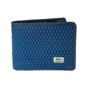 Billetera de cuero Lacoste, decorado celeste