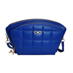 Cartera bandolera abanico, 3 cierres, azul