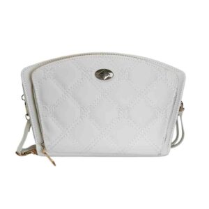 Cartera bandolera abanico, 3 cierres, blanco