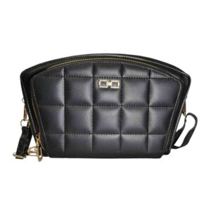 Cartera bandolera abanico, 3 cierres, negro