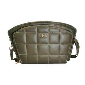 Cartera bandolera abanico, 3 cierres, verde