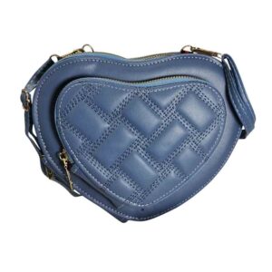 Cartera bandolera corazon, 3 cierres, azul