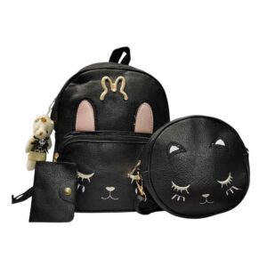 Mochila de 3 pzs, gatito, negro