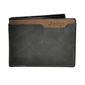 Billetera de hombre, jeep, bolsillo frontal liso, negro