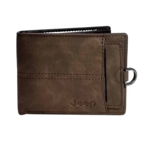 Billetera de hombre, jeep, tarjetero extraíble, cafe oscuro