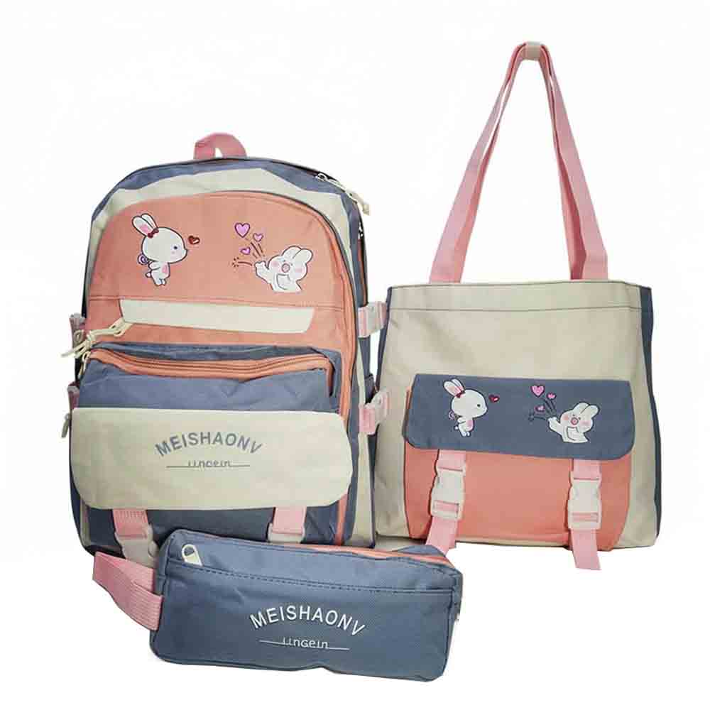 Mochila de 3 pzs, Kawaii, celeste combinado