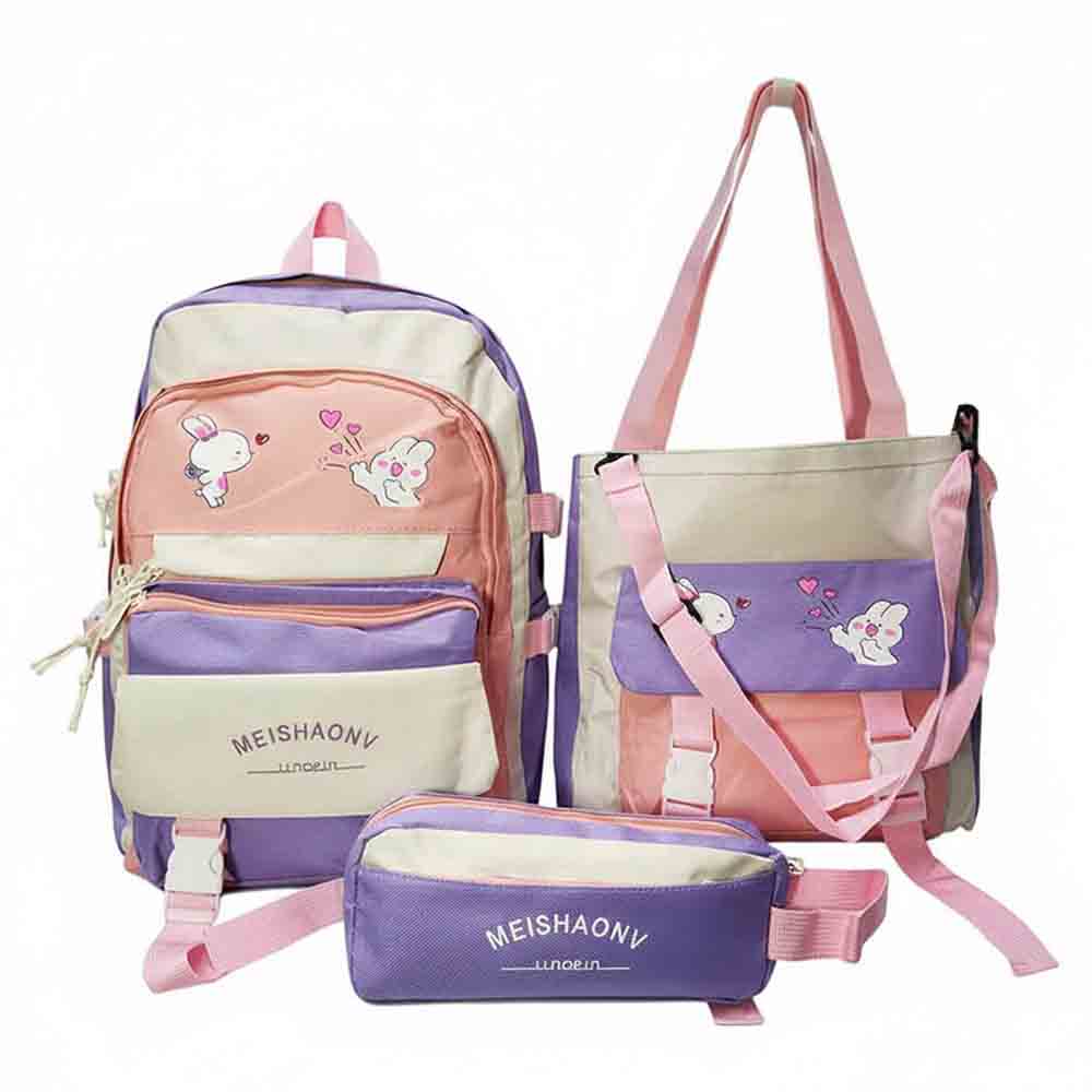Mochila de 3 pzs, Kawaii, lila combinado