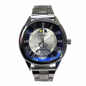 Reloj clasico, Cartier steel, azul negro