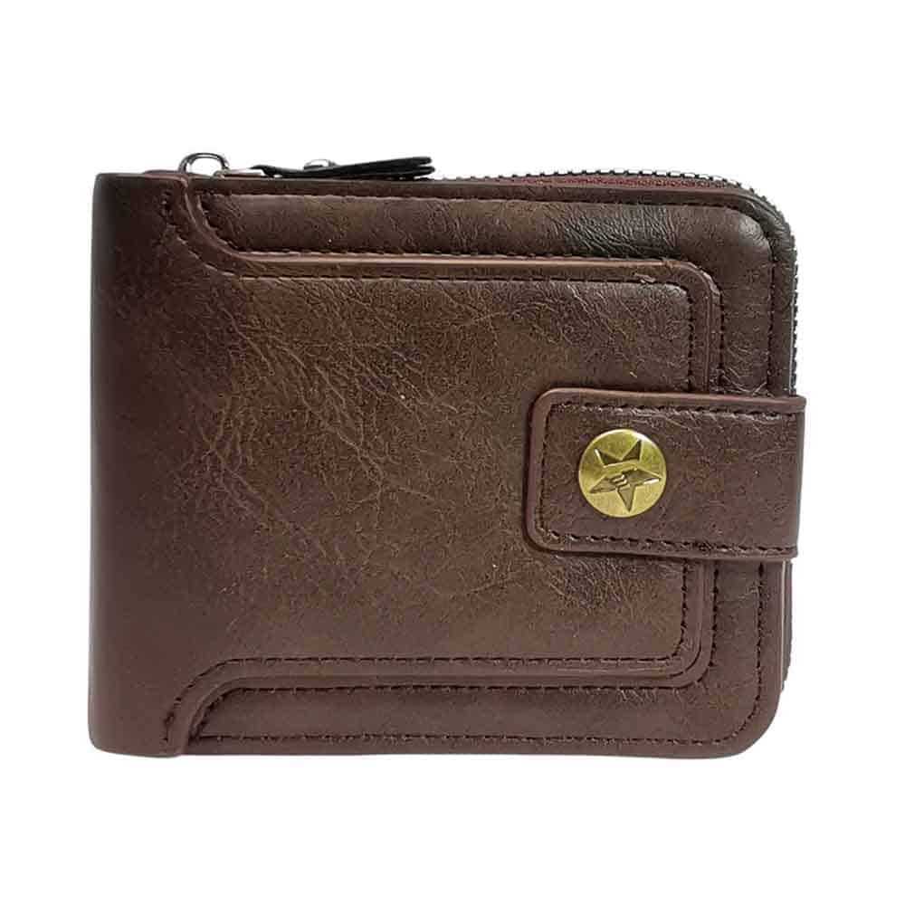 Billetera de hombre, cremallera, cafe