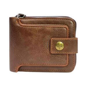 Billetera de hombre, cremallera, camel