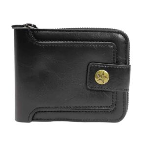Billetera de hombre, cremallera, negro