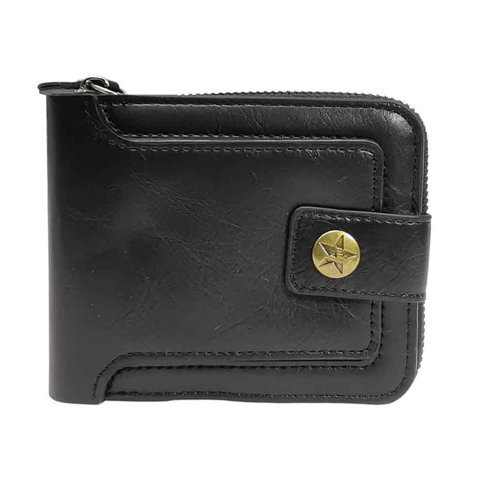 Billetera de hombre, cremallera, negro