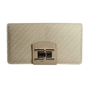 Billetera para mujer, hebilla, beige