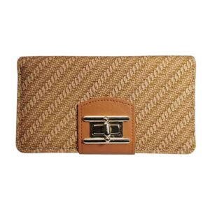 Billetera para mujer, hebilla, camel