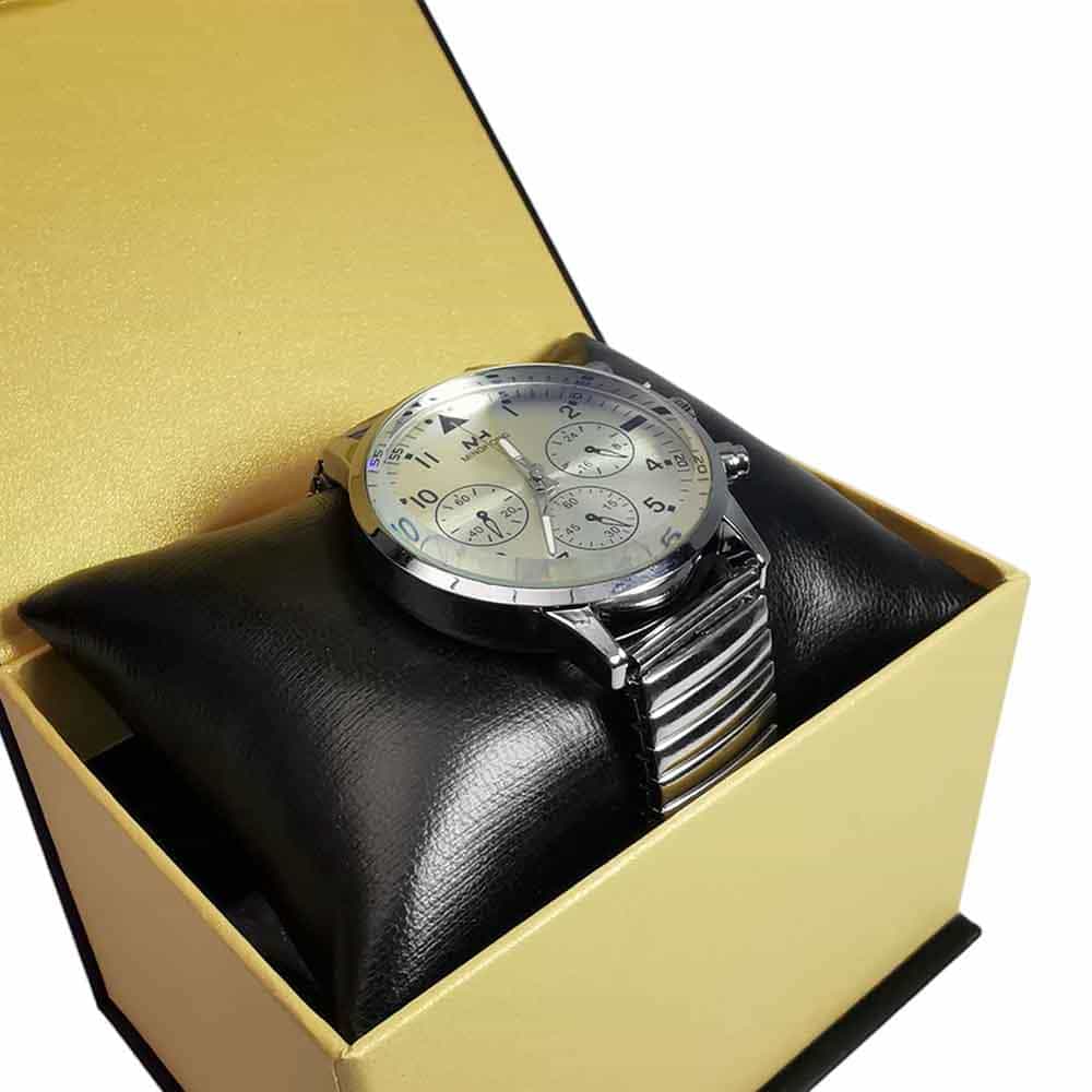 Reloj clasico, Correa autoajustable, 3 relojes blanco - Imagen 4
