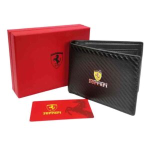 Billetera Clasica Ferrari, carbono, negro