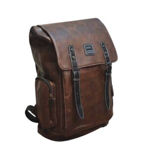 Mochila de hombre, cuero, tirantes, cafe