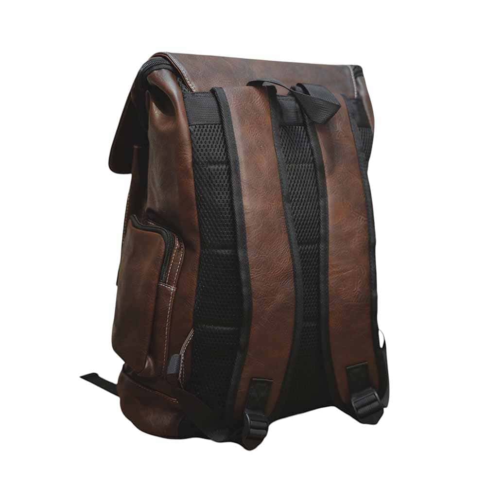 Mochila de hombre, cuero, tirantes, cafe - Imagen 2