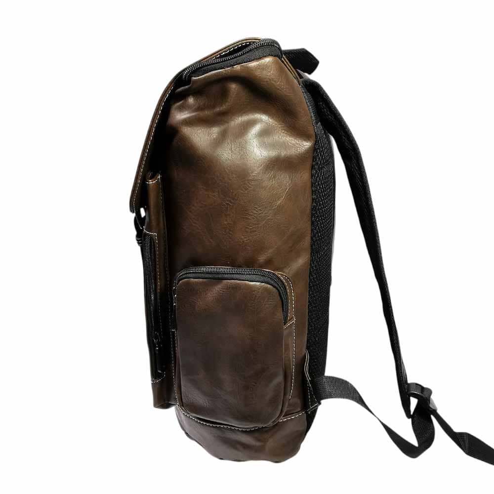 Mochila de hombre, cuero, tirantes, cafe - Imagen 3