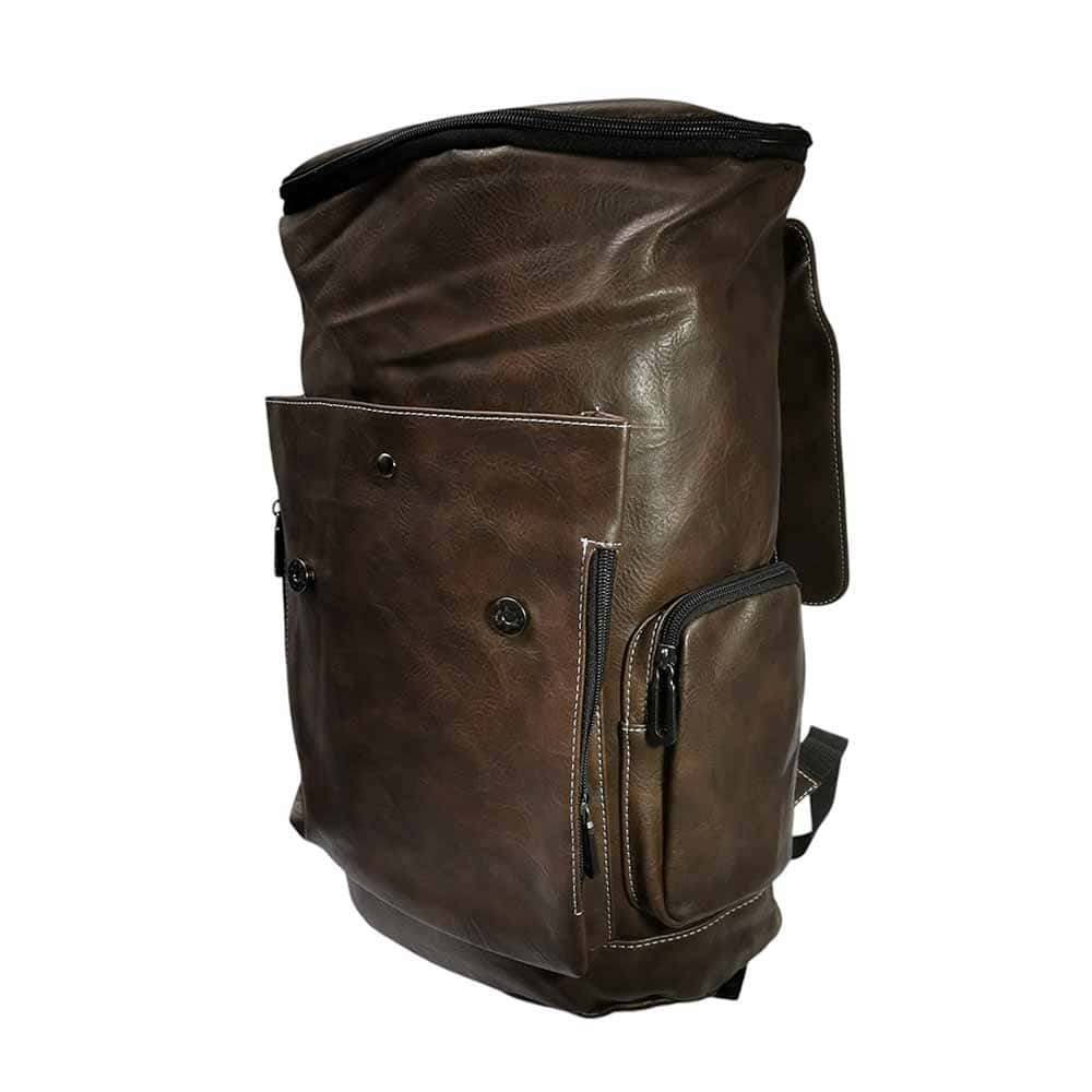 Mochila de hombre, cuero, tirantes, cafe - Imagen 4