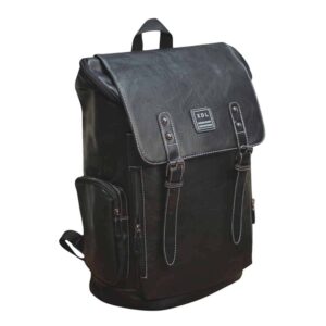 Mochila de hombre, cuero, tirantes, negro