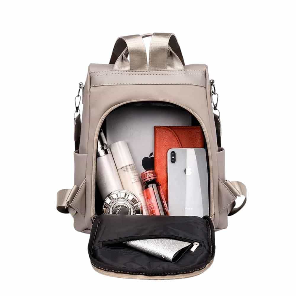 Mochila cartera antirrobo, Bordado, beige - Imagen 2