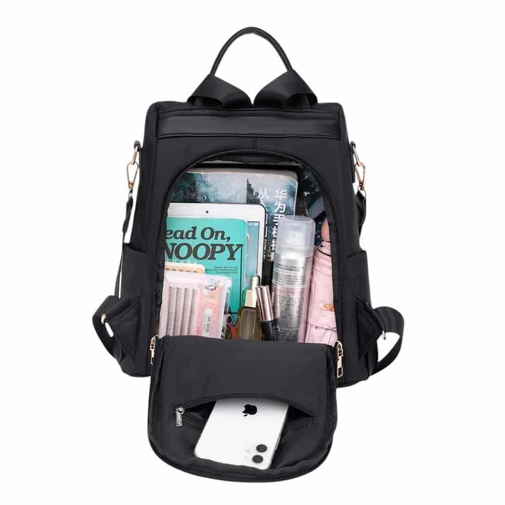 Mochila cartera antirrobo, Bordado, negro - Imagen 2